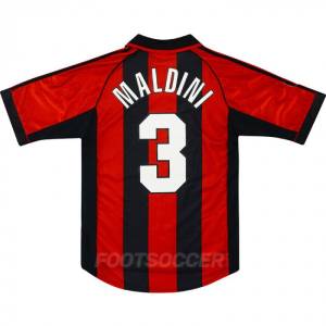 Maillot Retro Vintage Milan AC Home 1998 2000 MALDINI (1)