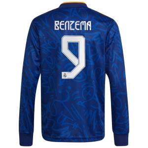 MAILLOT BENZEMA REAL MADRID EXTERIEUR MANCHES LONGUES 21-22 (1)