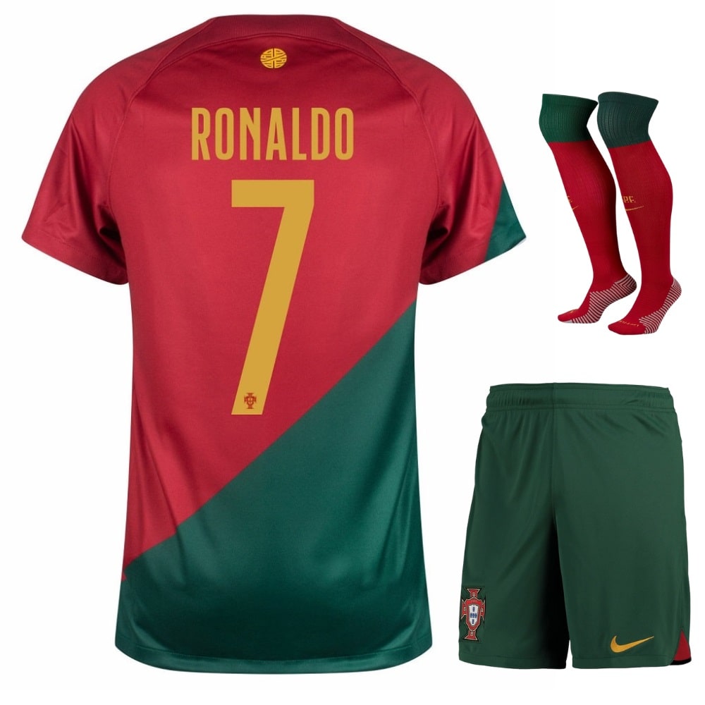 Ronaldo Portugal 7 kids Youth Small jersey and shorts 2022 World Cup