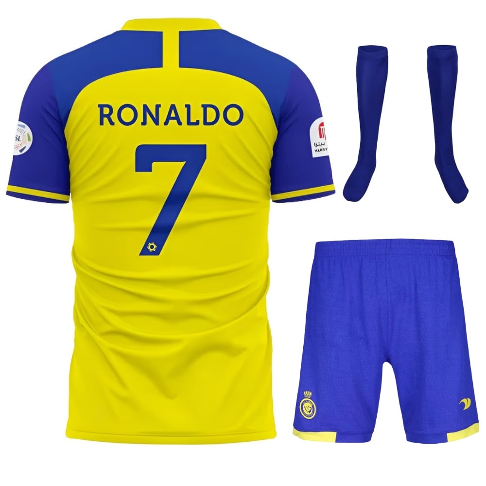 Camiseta Niño Al Nassr 2022/2023 Camiseta de Fútbol, Equipacion Niño 2023  del Alnaser Hombre, Camiseta, Pantalón Corto y Calcetín : : Moda