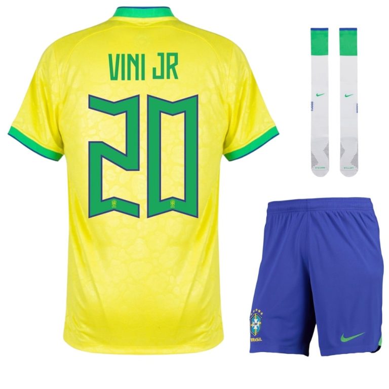 VINI JR 2022 WORLD CUP BRAZIL HOME KIDS JERSEY