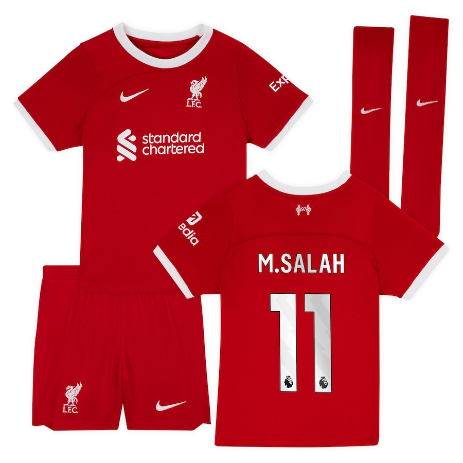 Nike Liverpool Mohamed Salah Home Jersey w/ Europa League Patches 23/24 (Red/White) Size S