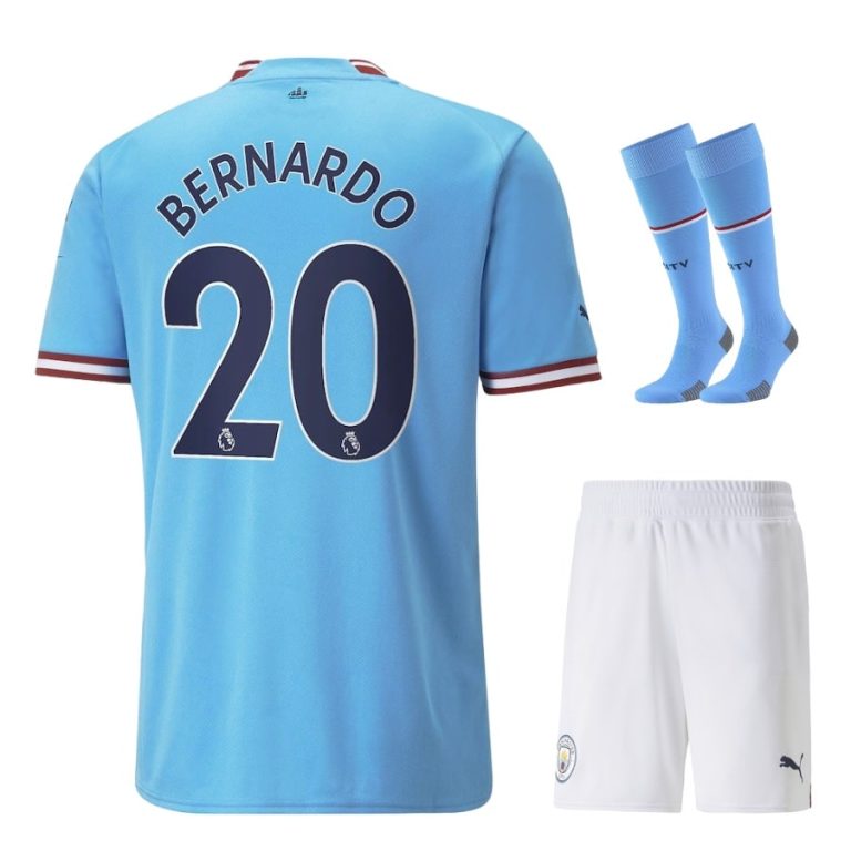 Manchester City Home Child Kit Shirt 2022 2023 Bernardo (1)