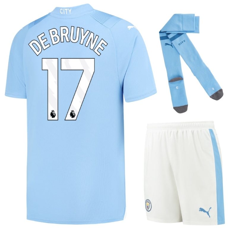 Manchester City Home Child Kit Shirt 2023 2024 De Bruyne (1)