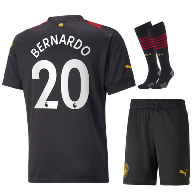 Manchester City Away Child Kit Shirt 2022 2023 Bernardo (1)