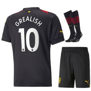 Manchester City Away Child Kit Shirt 2022 2023 Grealish (1)