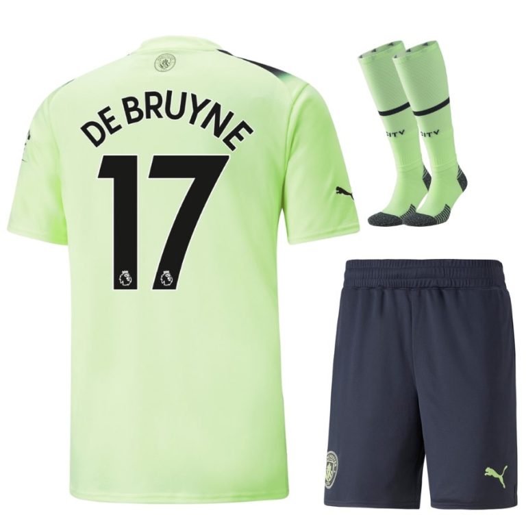 Manchester City Child Third Kit Shirt 2022 2023 De Bruyne (1)