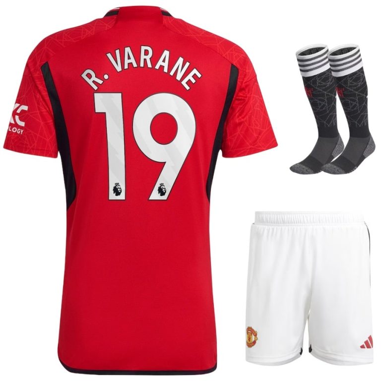 Manchester United Home Kids Kit Shirt 2023 2024 Varane (1)