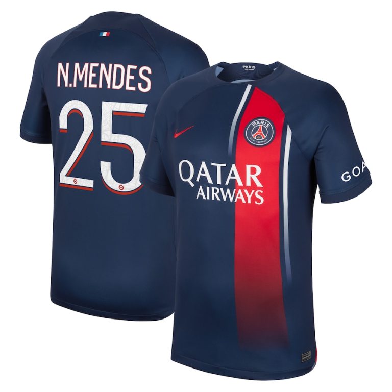 PSG Home Shirt 2023 2024 N.Mendes Foot Soccer Pro