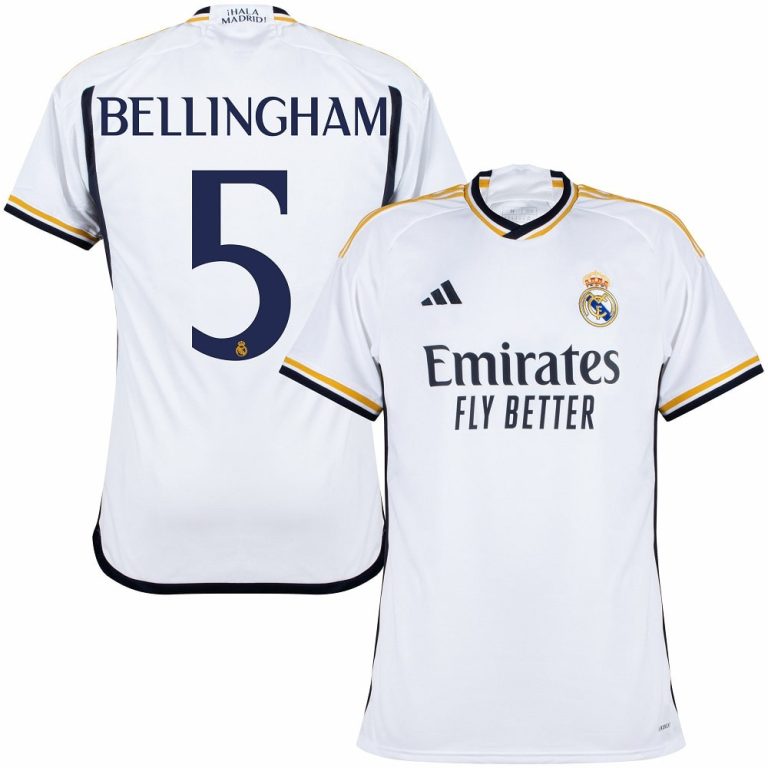 Real Madrid Conjunto Niño Camiseta y Pantalón Primera Equipación de la  Temporada 2023-2024 - Bellingham nº5