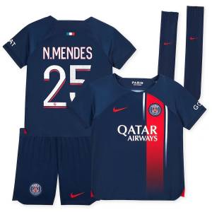 Maillot kit Enfant PSG Domicile 2023 2024 N.Mendes (1)