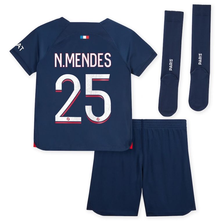 Maillot kit Enfant PSG Domicile 2023 2024 N.Mendes (2)