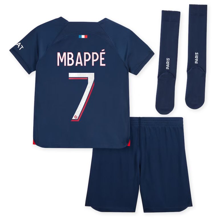 PSG Home Mbappe Kids Kit Shirt 2023 2024 (1)