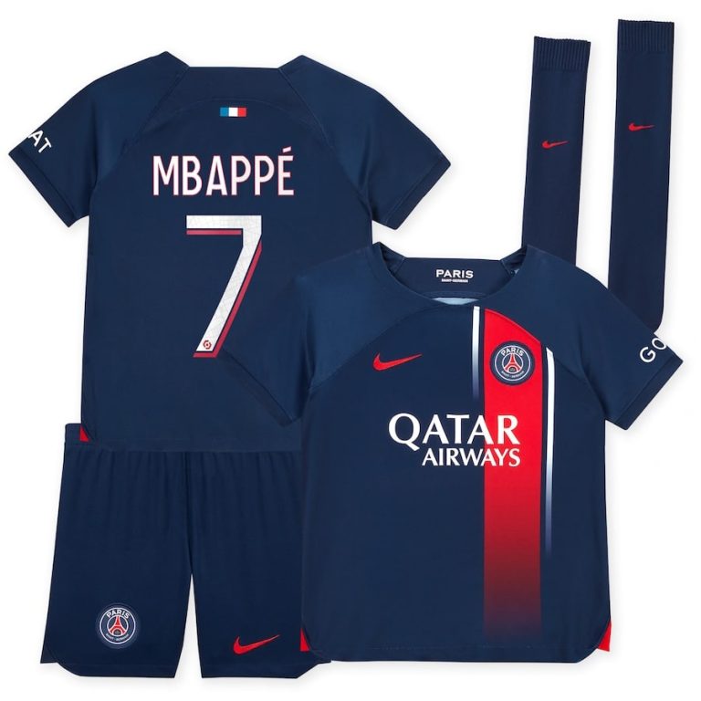 PSG Home Mbappe Kids Kit Shirt 2023 2024 (1)