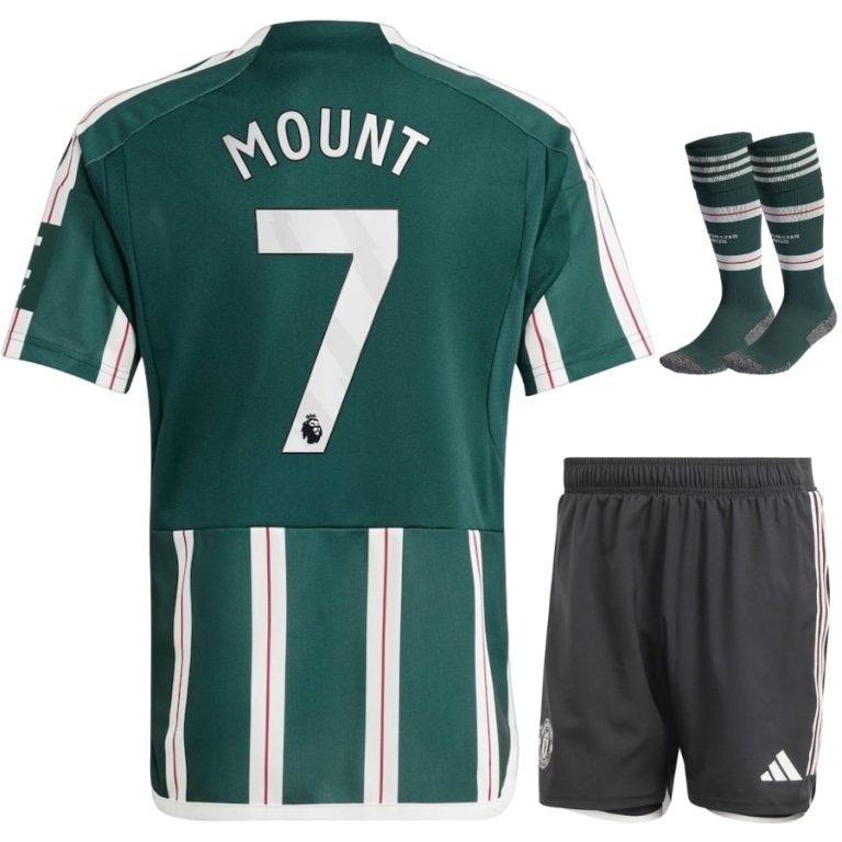 Manchester United Away Child Kit Shirt 2023 2024 Mount (1)