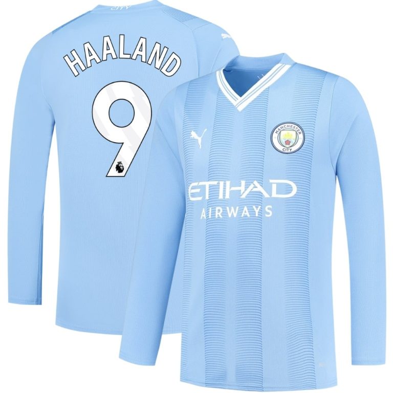 Manchester City 2023 2024 Home Long Sleeve Shirt E.Haaland (1)