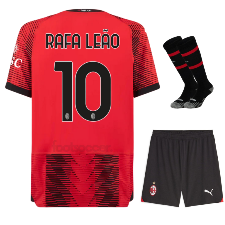 Kids Milan Ac Home Kit Shirt 2023 2024 Rafa Leao (1)