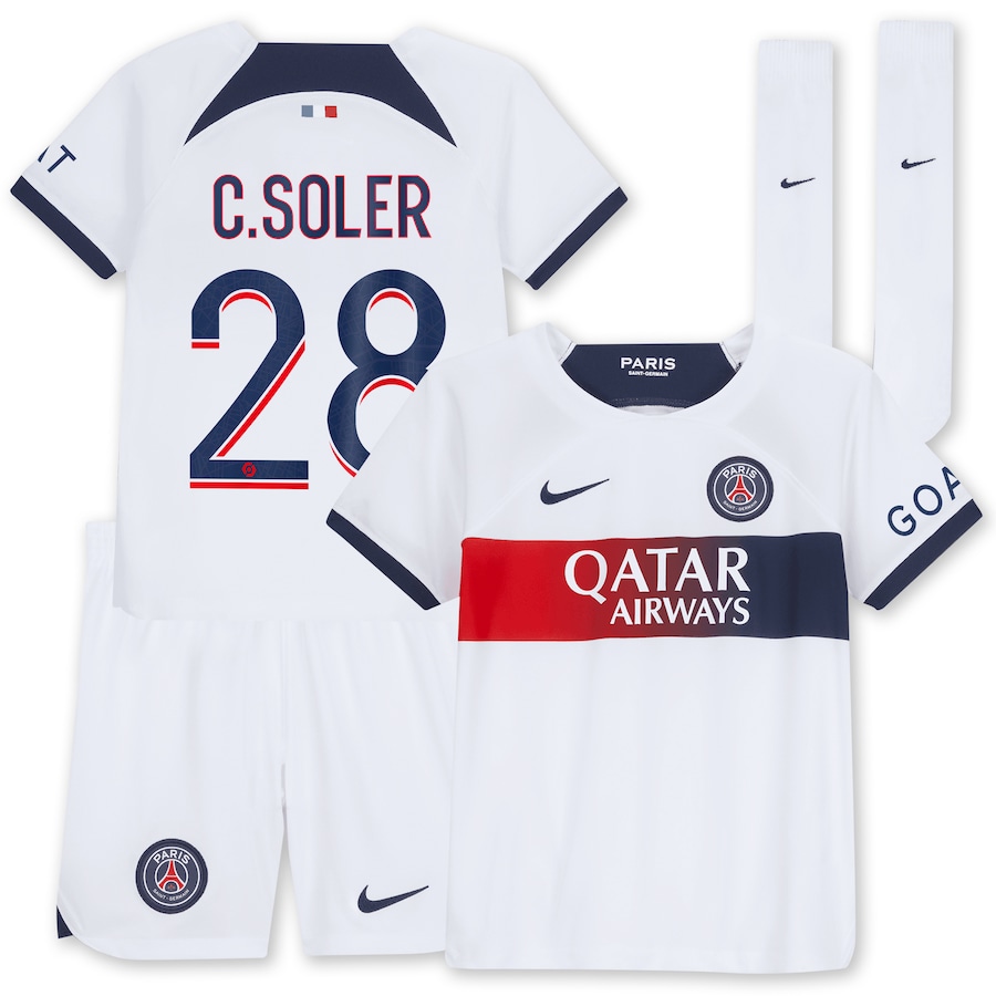 PSG Away Child Kit Shirt 2023 2024 C.Soler Foot Soccer Pro