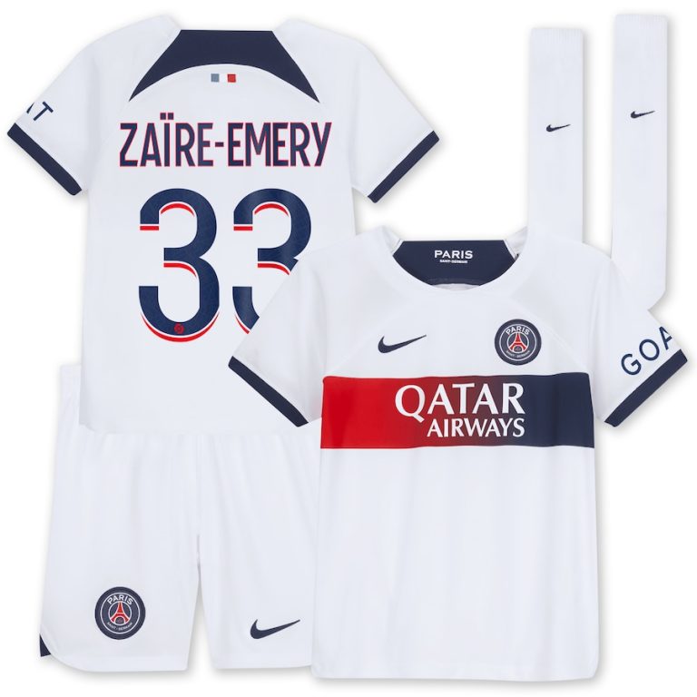 Maillot kit Enfant PSG Extérieur 2023 2024 Zaïre-Emery