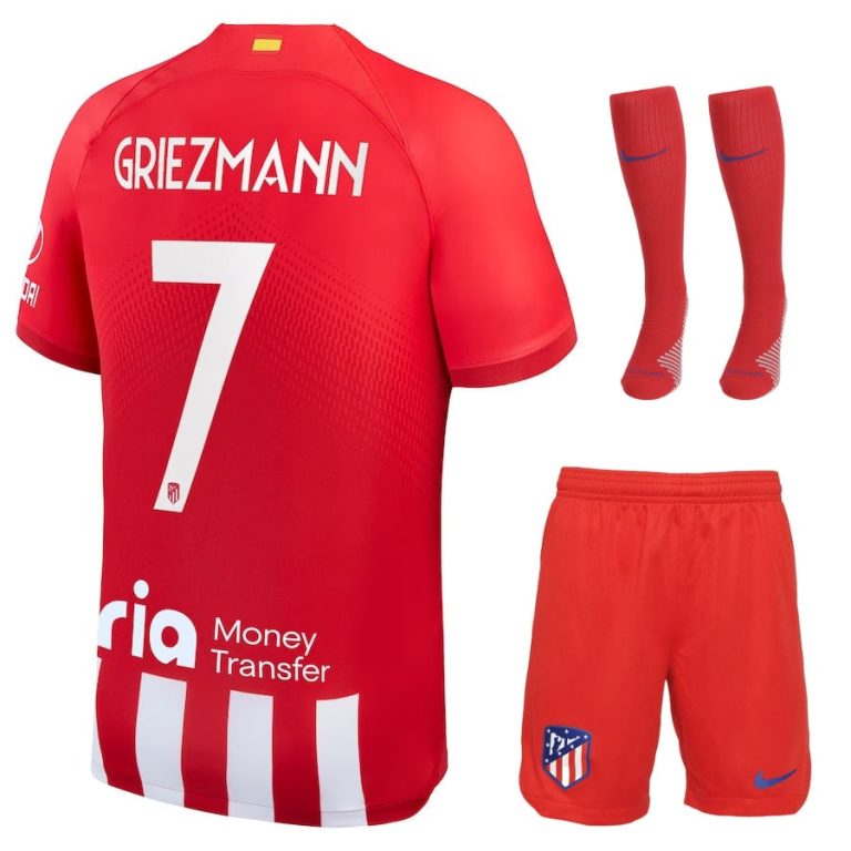 Atletico Madrid Home 2023 2024 Griezmann Child Kit Shirt (1)