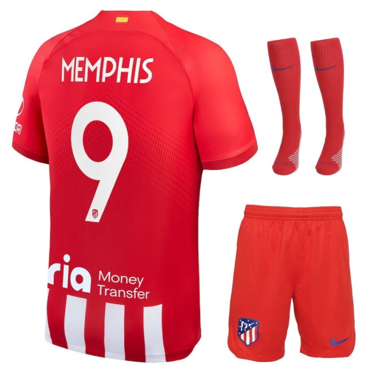 Atletico Madrid Home 2023 2024 Memphis Kids Kit Jersey (1)
