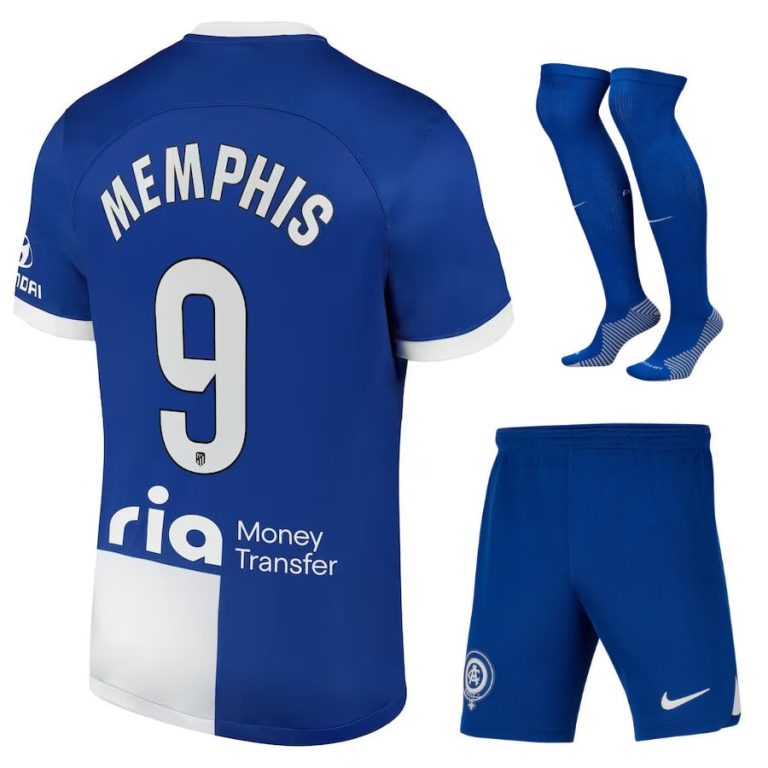 Atletico Madrid Away 2023 2024 Memphis Child Kit Shirt (1)