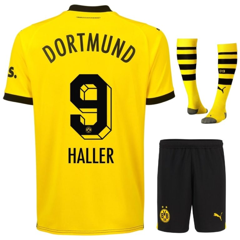BVB Dortmund 2023 2024 Home Kit Kids Jersey Haller (1)