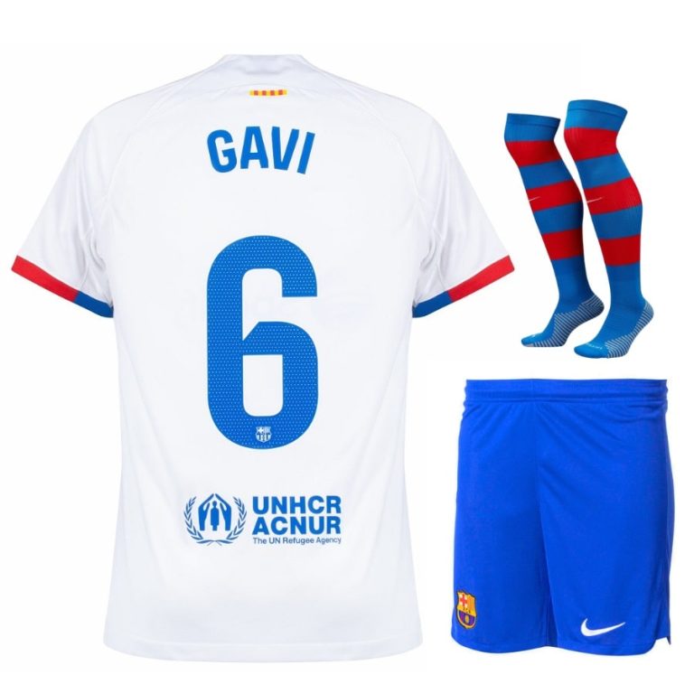 Barca 2023 2024 Gavi Away Kids Kit Shirt (1)