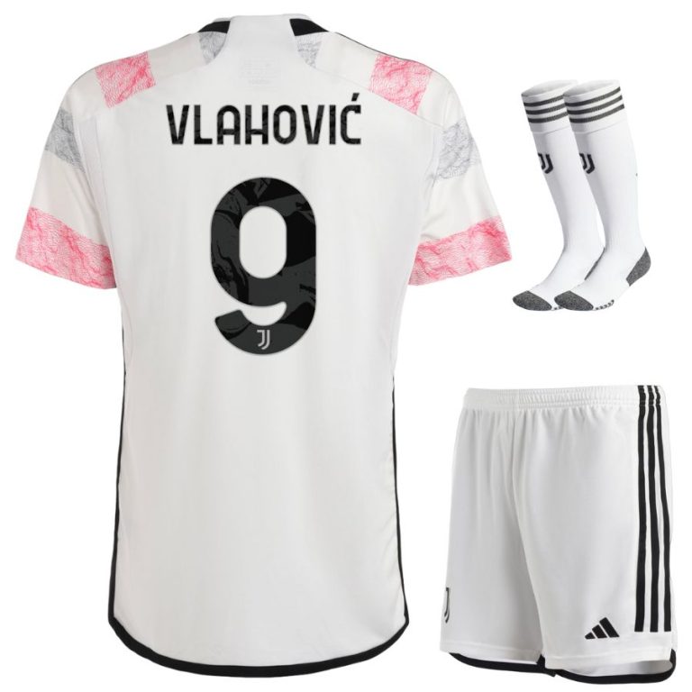 Juventus Away Child Kit Shirt 2023 2024 Vlahovic (1)
