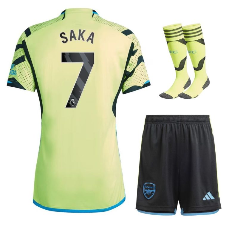 Arsenal 2023 2024 Saka Away Child Kit Jersey (1)