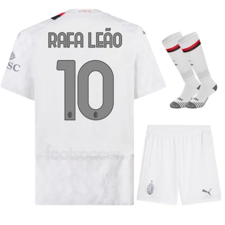Milan Ac Away 2023 2024 Rafa Leao Child Kit Shirt (1)