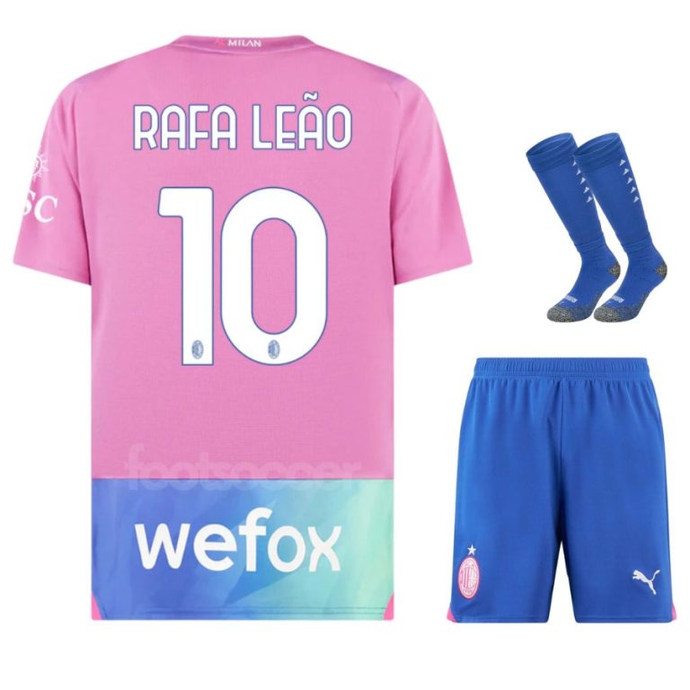 Milan Ac Third 2023 2024 Rafa Leao Child Kit Shirt (1)