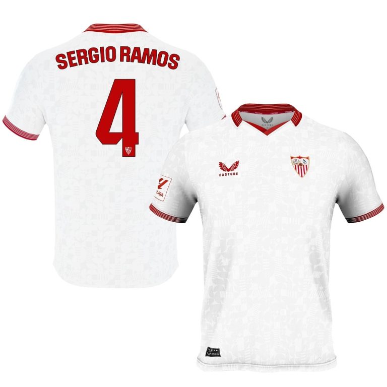 Sevilla FC Children's Home Jersey 2023 2024 Sergio Ramos