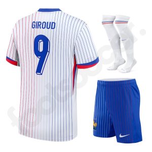 France Team White Euro 2024 Giroud Children's Kit Jersey