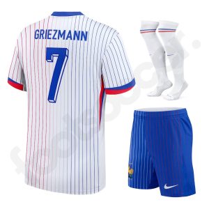 France Team White Euro 2024 Mbappe Griezmann Children's Kit Jersey