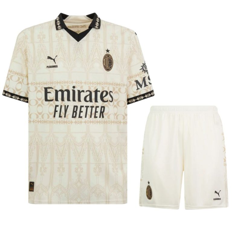 Milan AC X Pleasures White Children's Kit Jersey 2023 2024 (1)