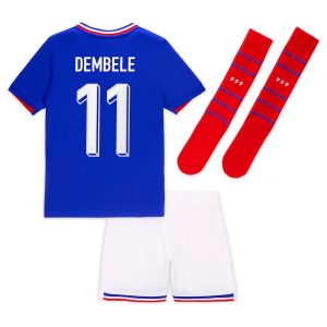 French National Team Euro 2024 Dembele Children's Kit Jersey (2)