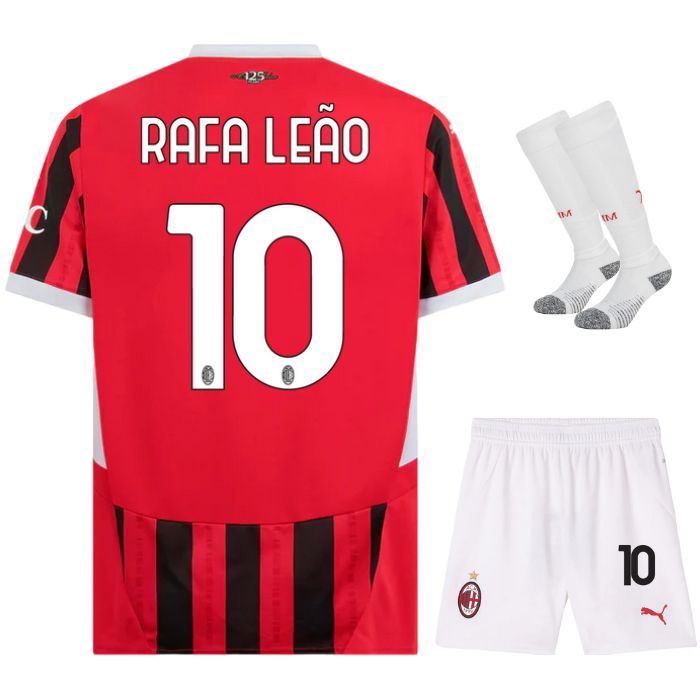 Maillot Kit Enfant Milan AC Domicile 2024 2025 Rafa Leão Blanc sm