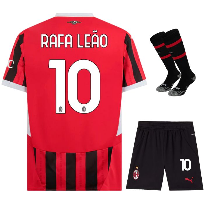 Maillot Kit Enfant Milan AC Domicile 2024 2025 Rafa Leão Noir sm