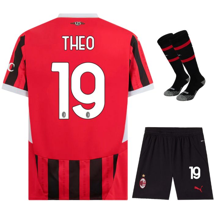 Maillot Kit Enfant Milan AC Domicile 2024 2025 Theo Noir sm