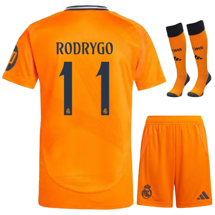 Real Madrid Away Child Kit Jersey 2024 2025 Rodrygo Foot Soccer Pro