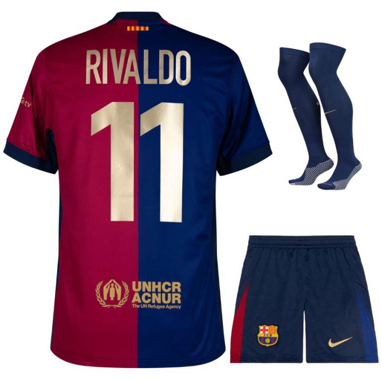 Maillot Kit Enfant Barca 2024 2025 Domicile Rivaldo