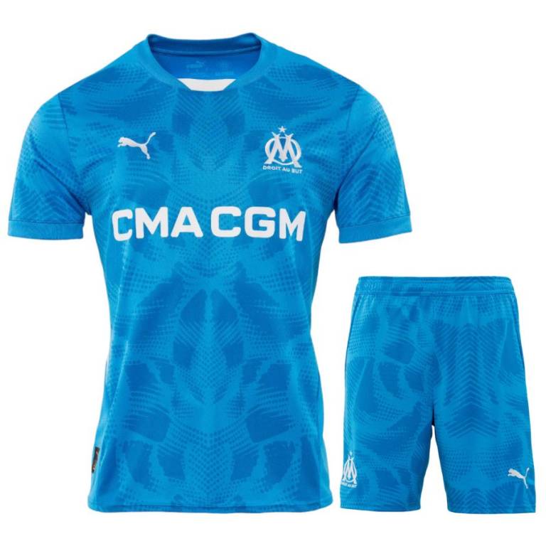 Maillot Kit Enfant OM 2024 2025 Gardien Bleu