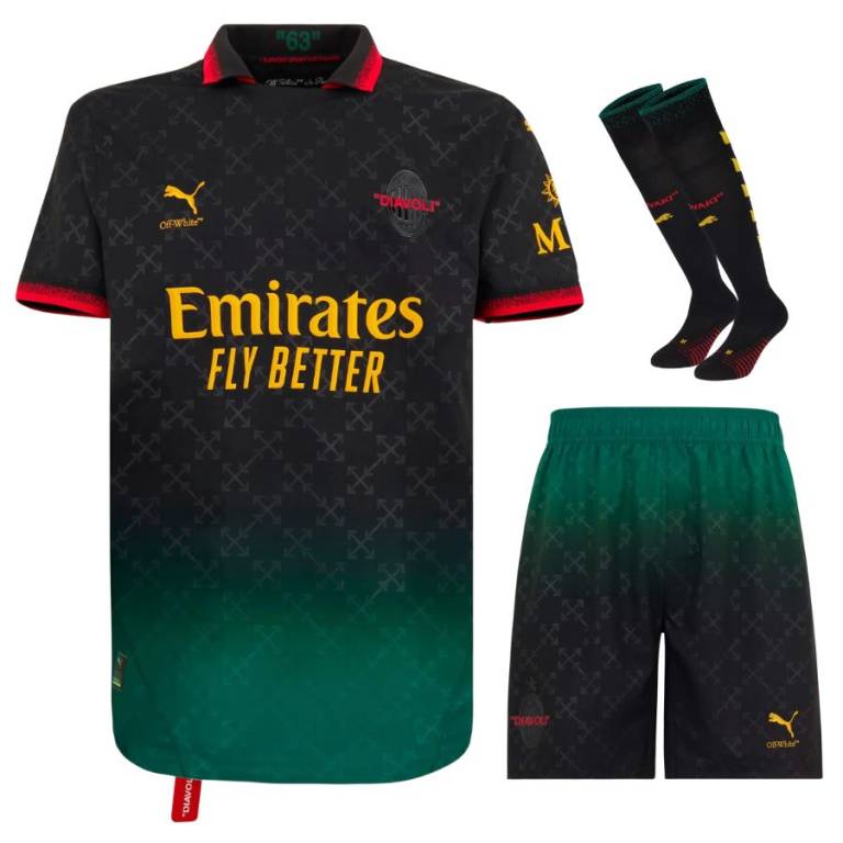 Maillots Kit Enfant Milan AC Fourth Off White Noir 2024 2025