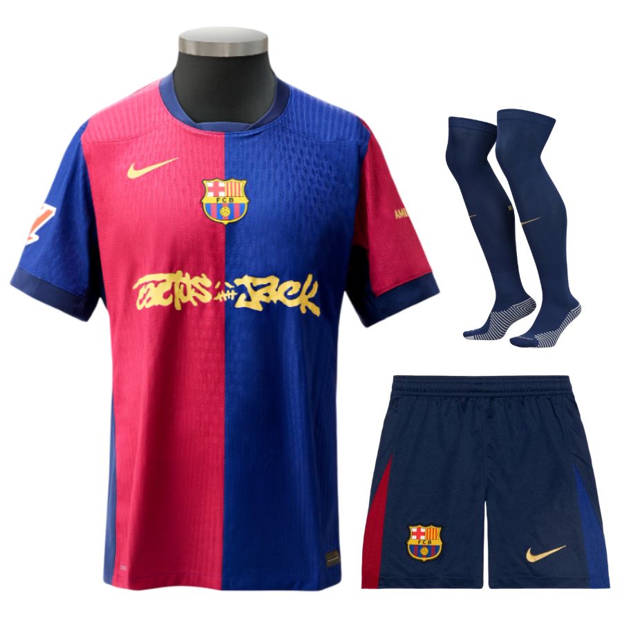 Maillot Kit Enfant Barca Domicile 2024 2025 Travis Scott (1)
