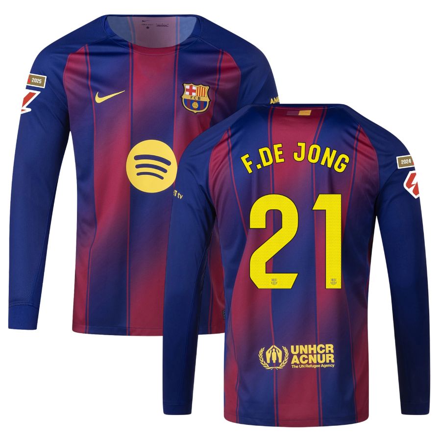 Maillot Barca Domicile 2025 2026 De Jong Manches Longues La Liga (1)