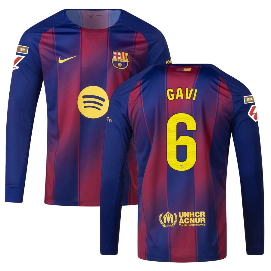 Maillot Barca Domicile 2025 2026 Gavi Manches Longues La Liga (1)