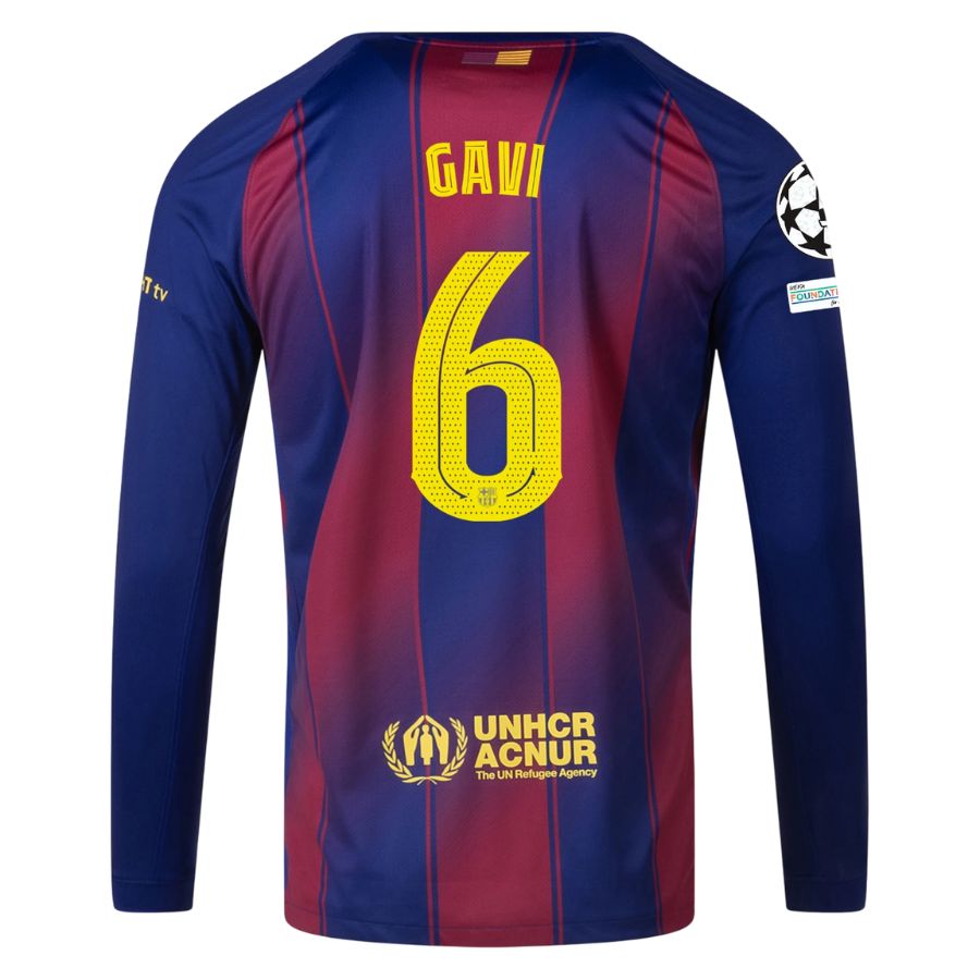Maillot Barca Domicile 2025 2026 Gavi Manches Longues UCL (2)