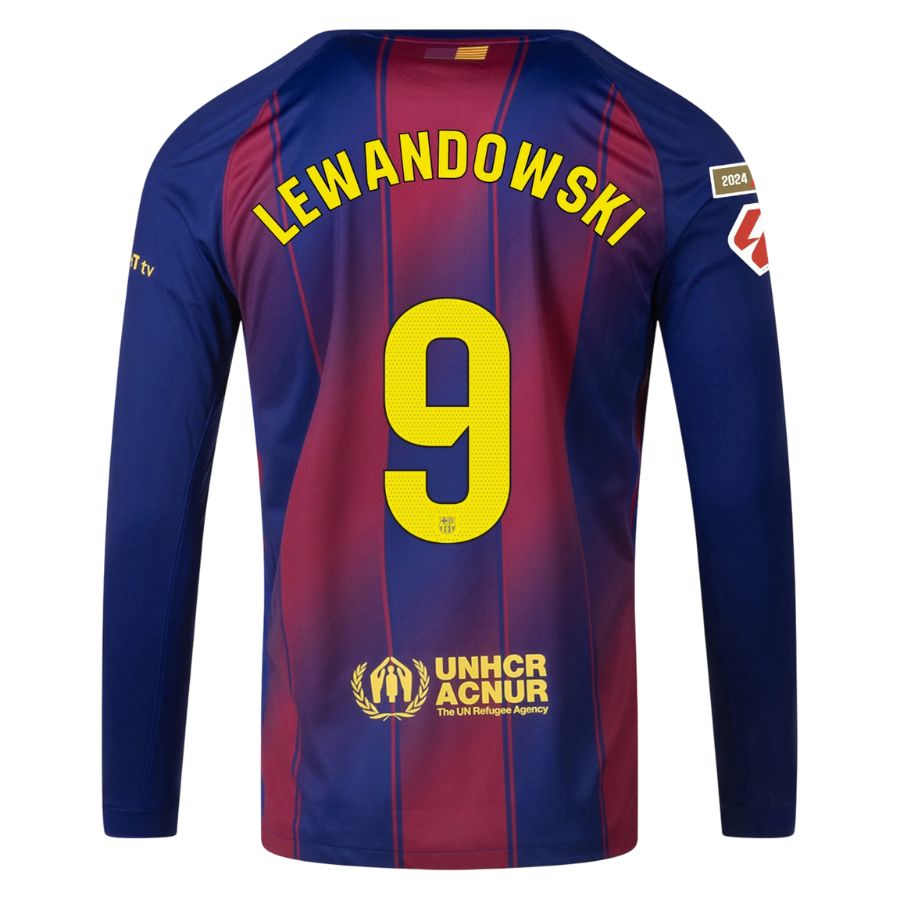 Maillot Barca Domicile 2025 2026 Lewandowski Manches Longues La Liga (2)