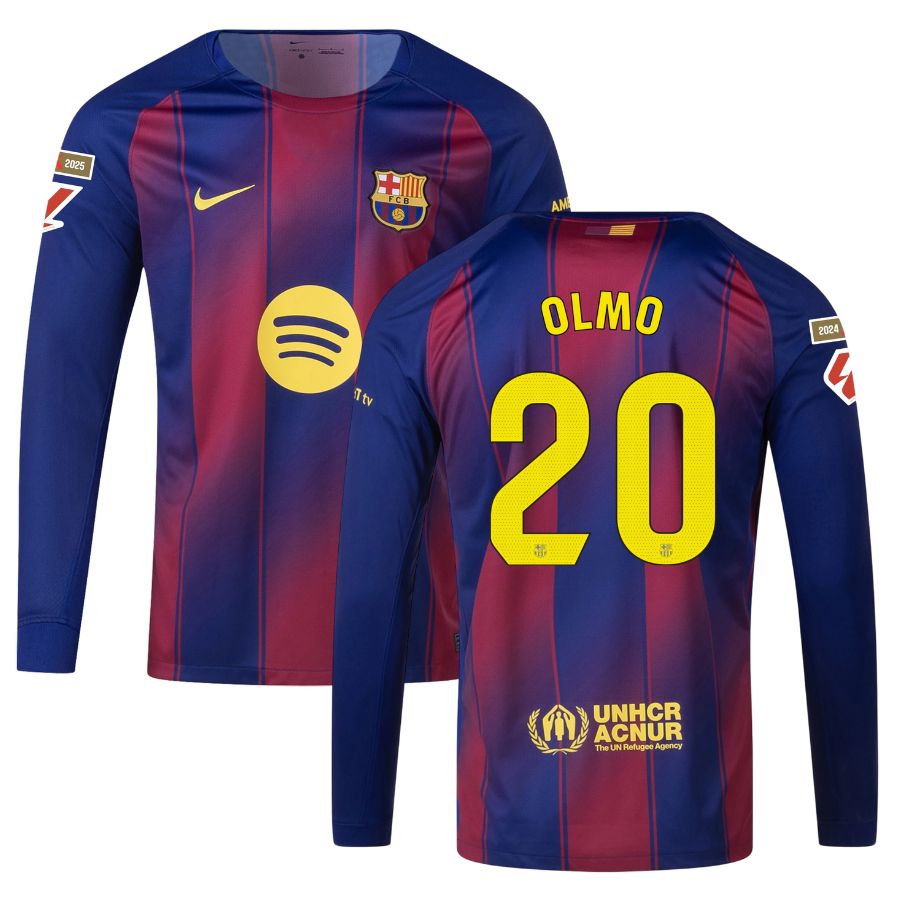 Maillot Barca Domicile 2025 2026 Olmo Manches Longues La Liga (1)
